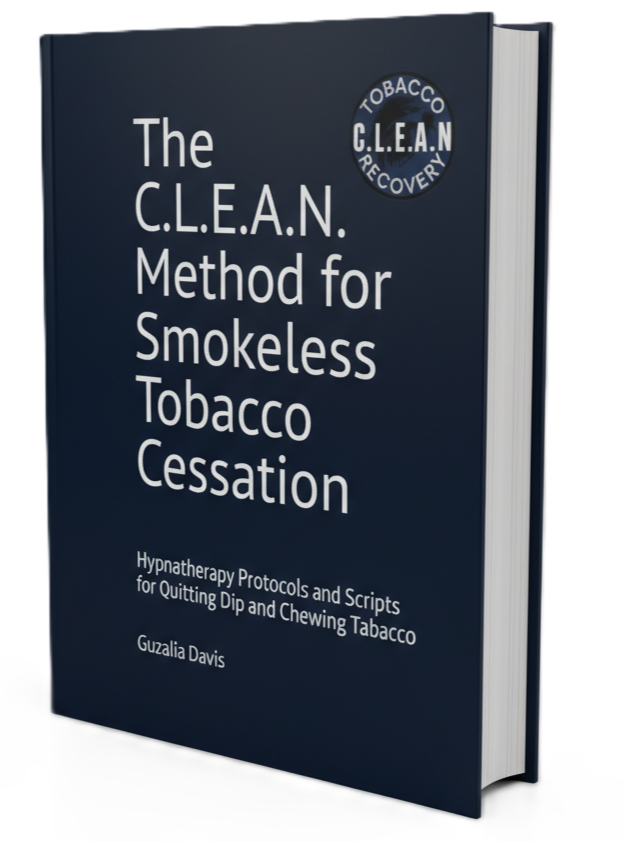The CLEAN Method for Smokeless Tobacco Cessation book cover featuring hypnotherapy protocols for quitting dip.