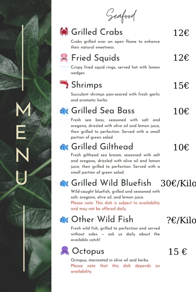 Seafood, The Sunset Drift, John's Guesthouse