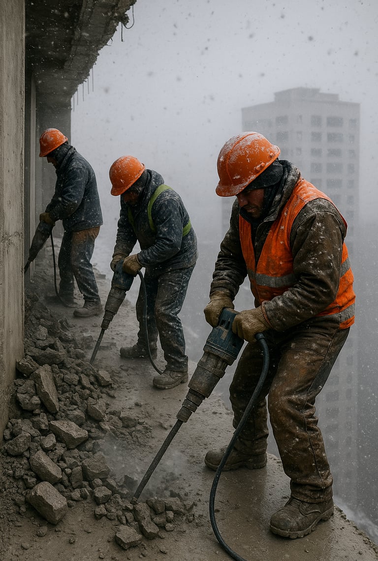Conditions extrêmes travailleurs du BTP pour la journée mondiale du travail décent