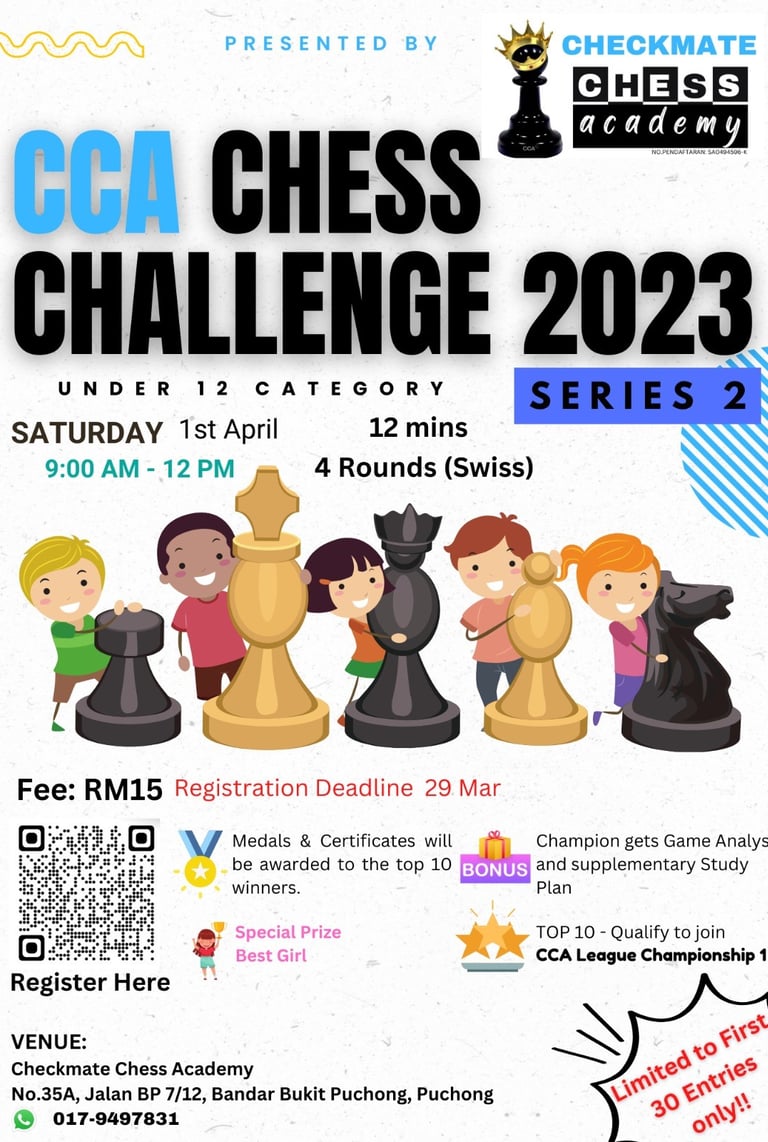 CCA Chess Challenge 2023 - Series 2. Checkmate Chess Academy. Prem Kumar Chess. 