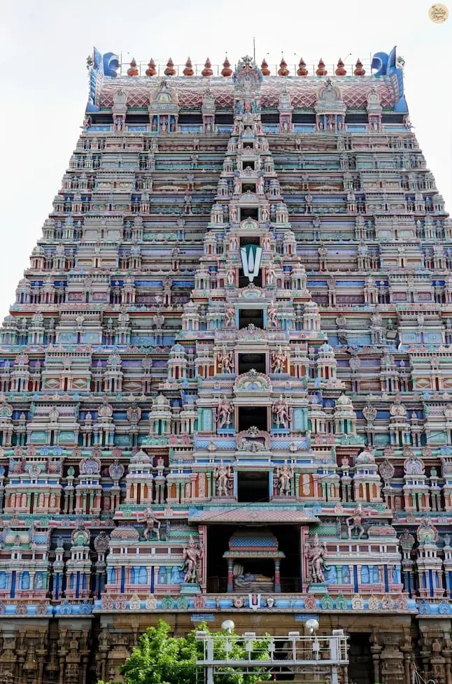 Majestic Rajagopuram of Sri Ranganathaswamy Temple, Srirangam – towering gateway and tallest gopuram in South India.