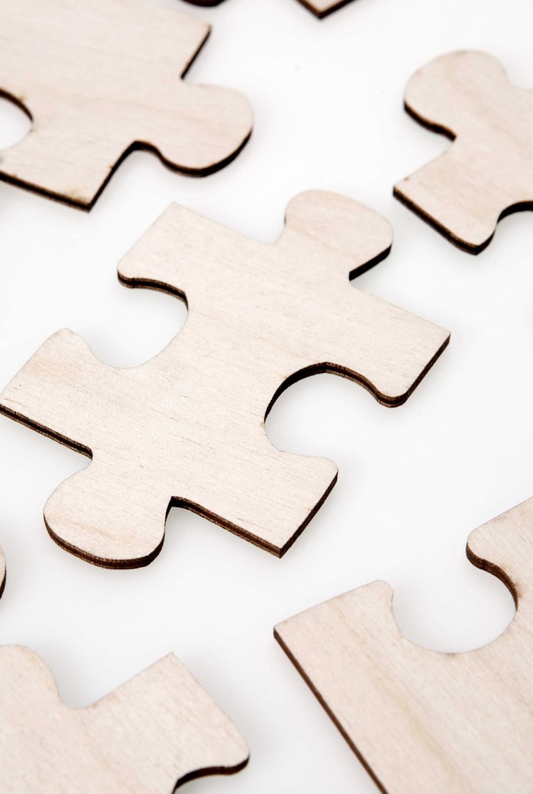 Light wood puzzle pieces
