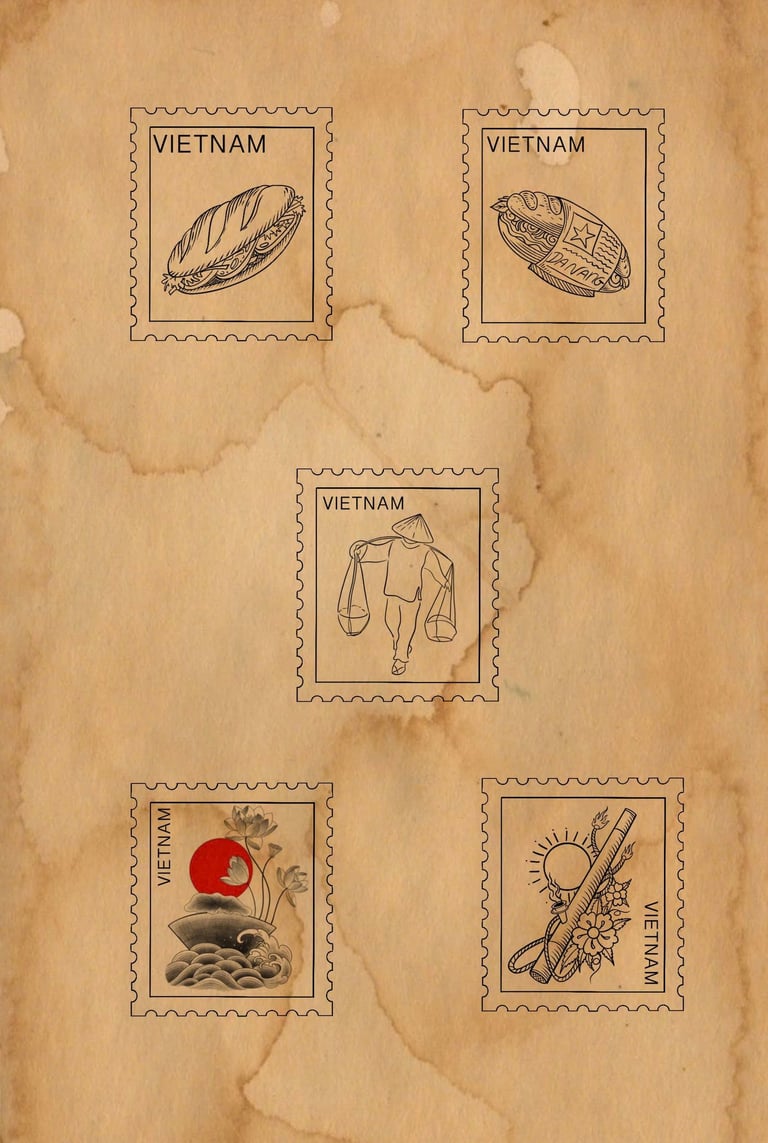 Vietnam-inspired flash tattoo design by Max in Da Nang