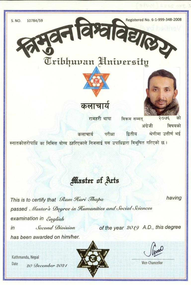 a certificate for social science & humanities