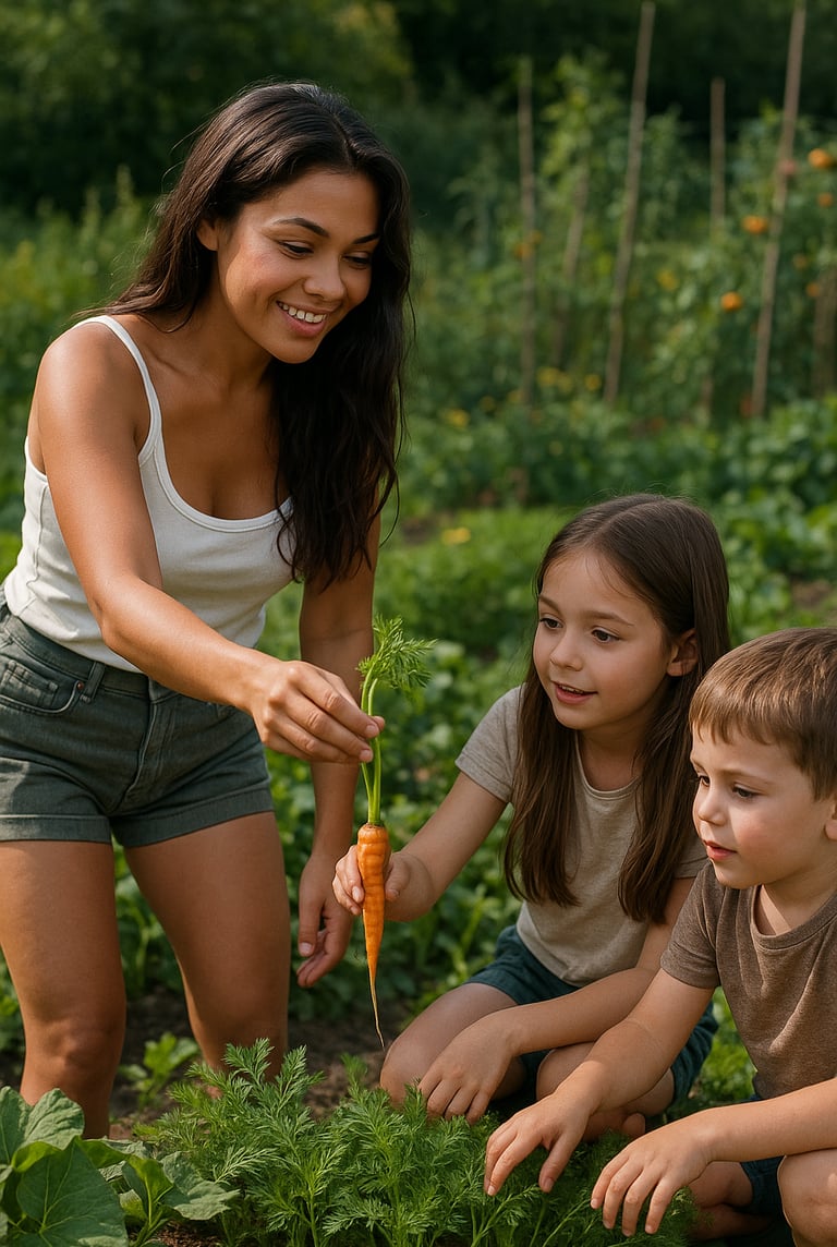 moment pédagogique dans le potager pour la journée internationale pour la liberté de l'instruction.
