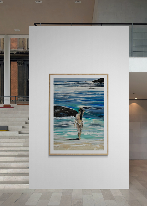 Beautiful Oil Painting on Canvas of sensual woman by Sherezade Morales Visual Artist from Lanzarote