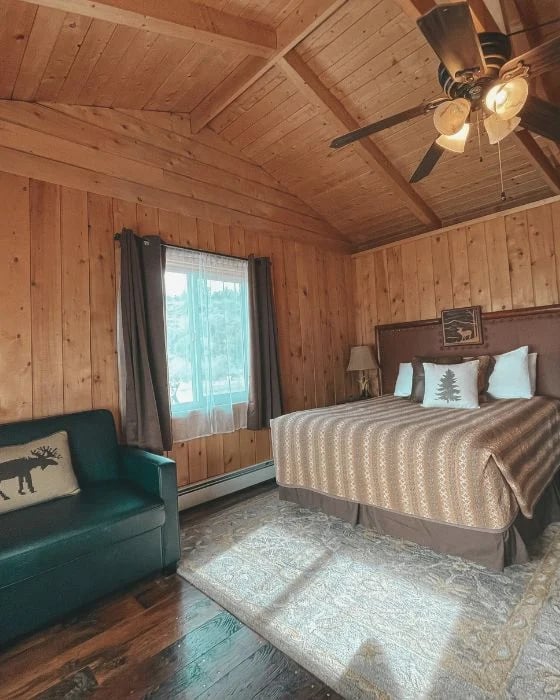 room 1 interior with bed and twin sofa bed