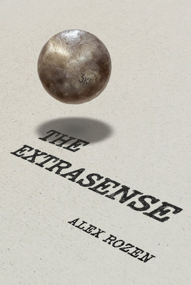 Shot put ball hovering over a typewritten page.