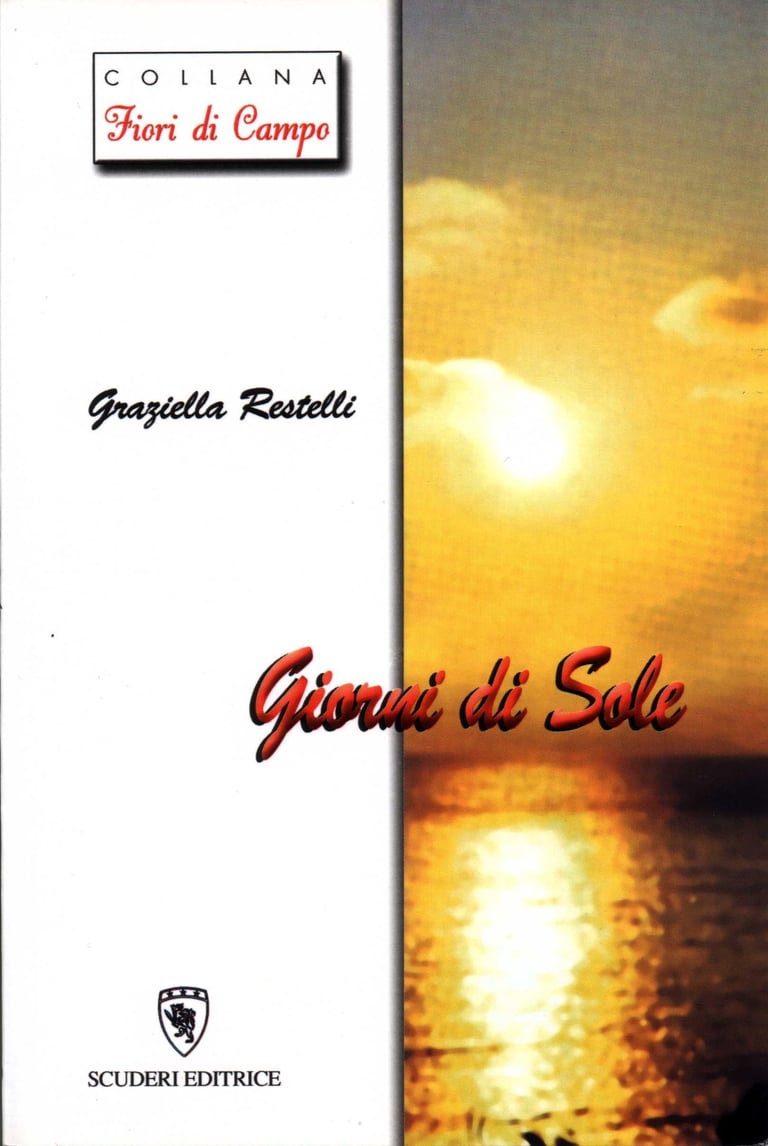 Book cover of Giorni di Sole by Graziella Restelli featuring a sunset over the sea.
