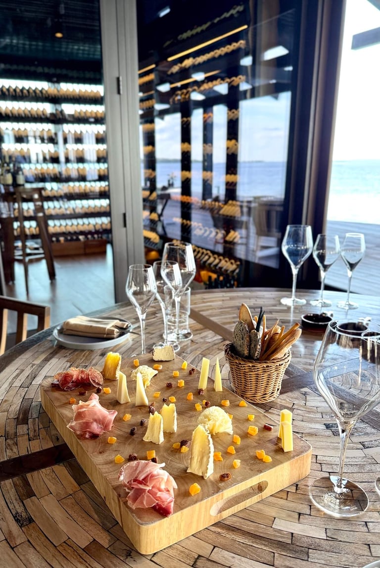 kudadoo maldives wine & cheese tasting