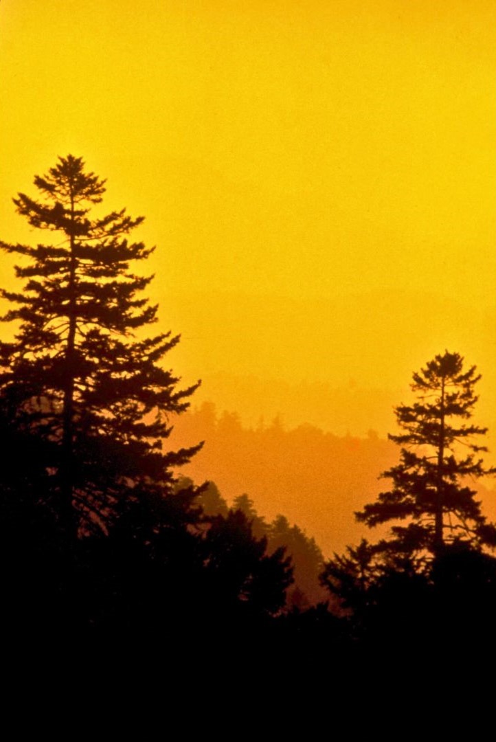 a sunset over a mountain