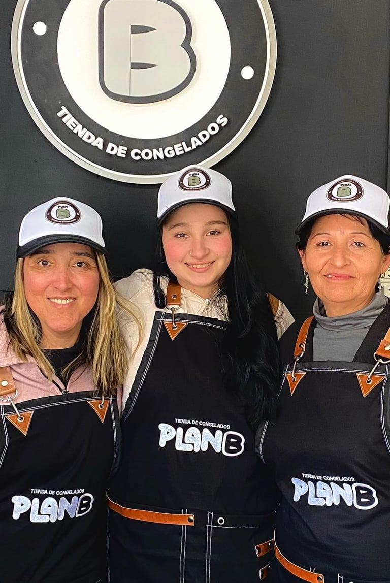 three women in aprons and hats standing in front of a sign that says pine