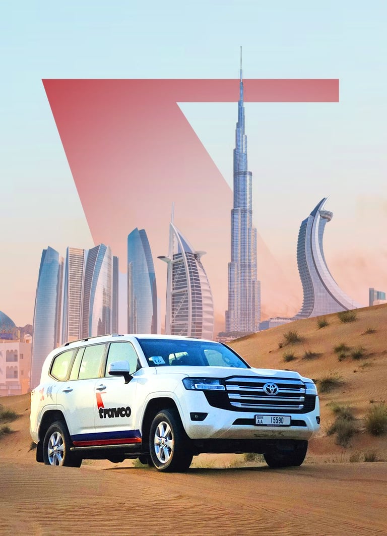 a white suv with a red and white stripe on the side of it