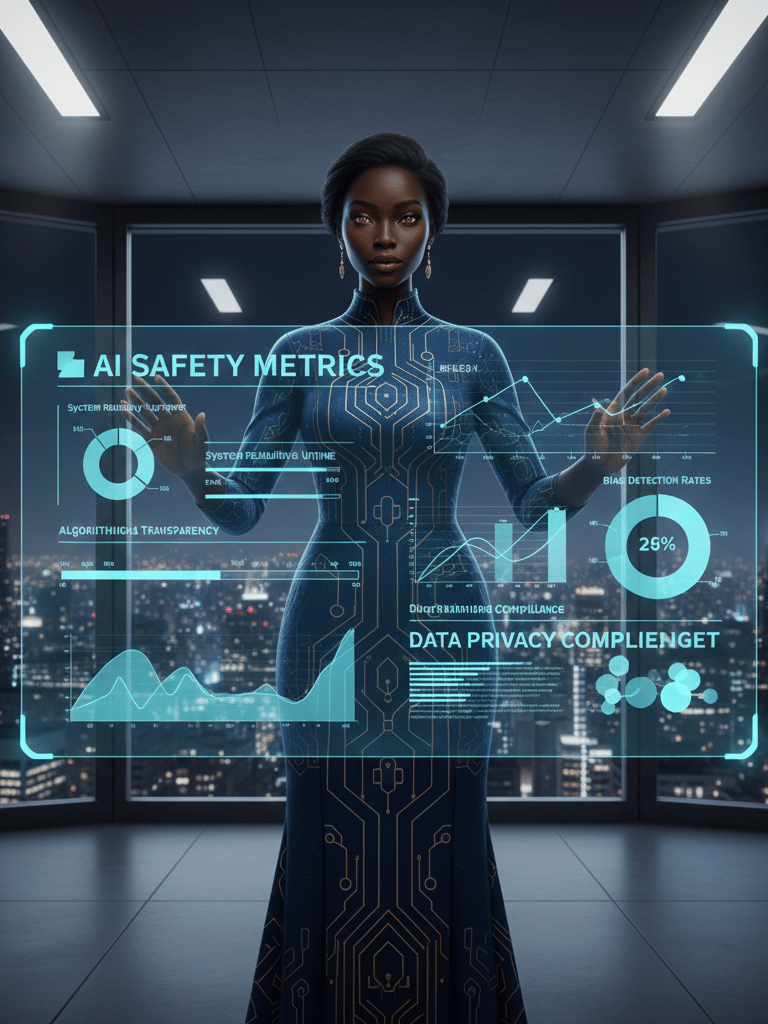 Female presenter explaining AI safety report insights best ai course