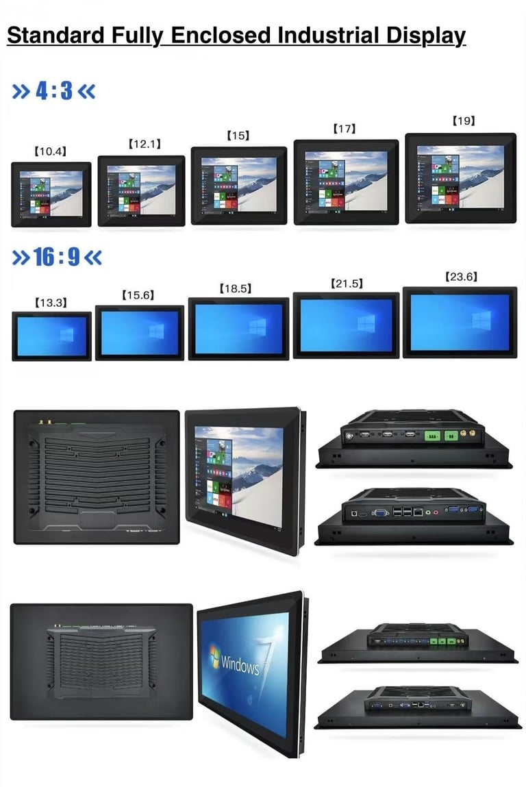 claratech's Standard Fully Enclosed Industrial Display specifications