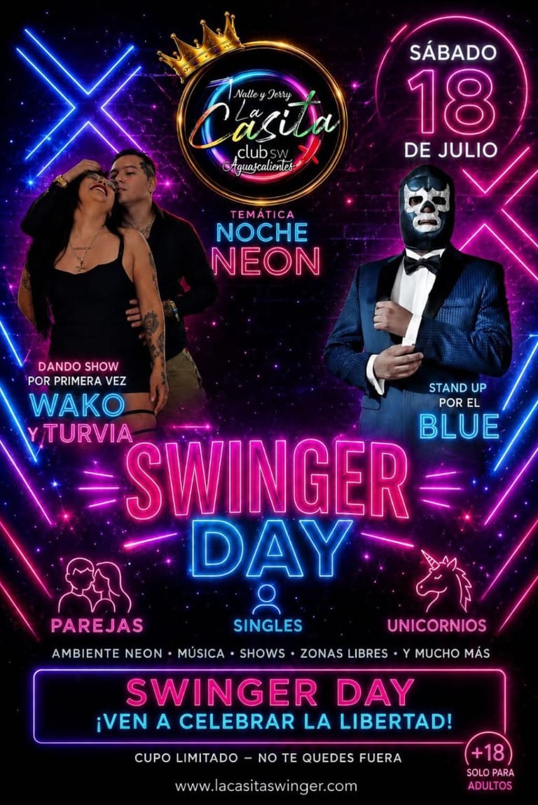 noche neon festejando el swinger day