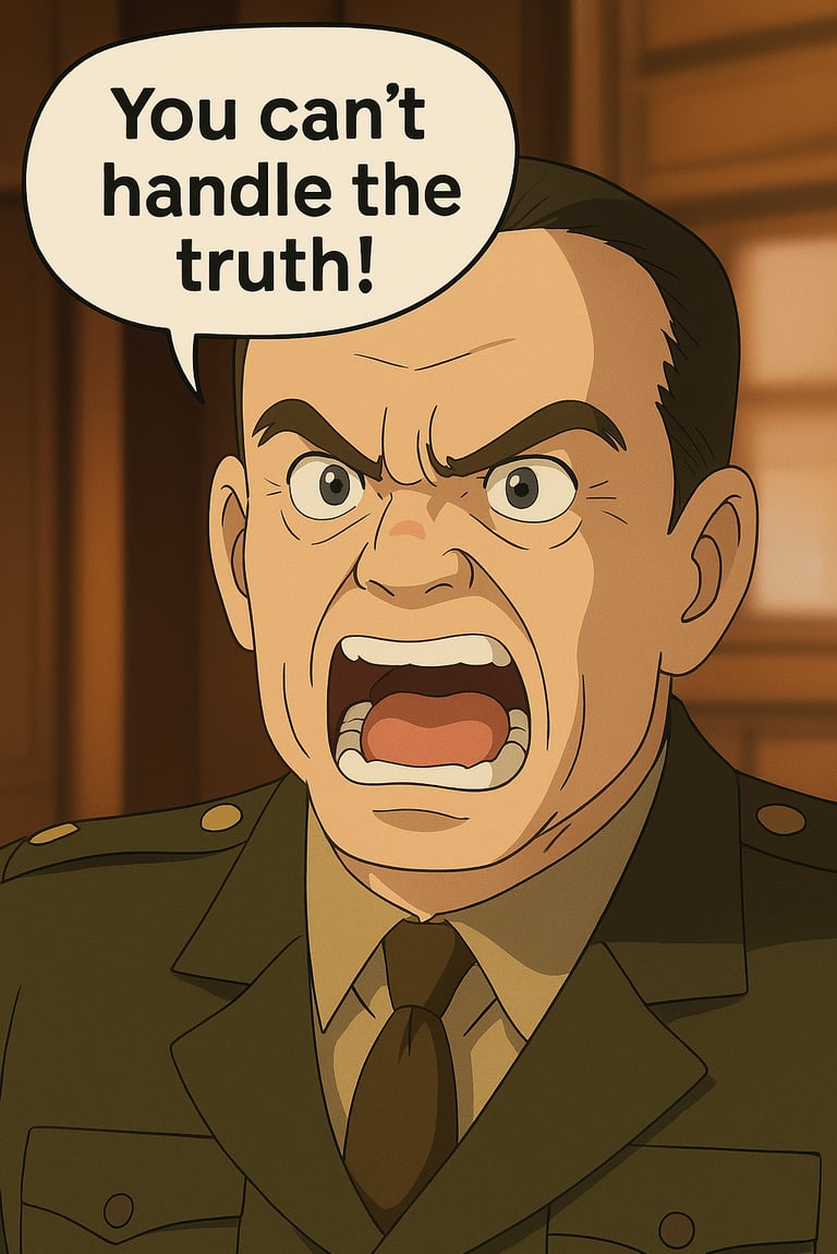 ‘You can’t handle the truth!’ courtroom-style anime character