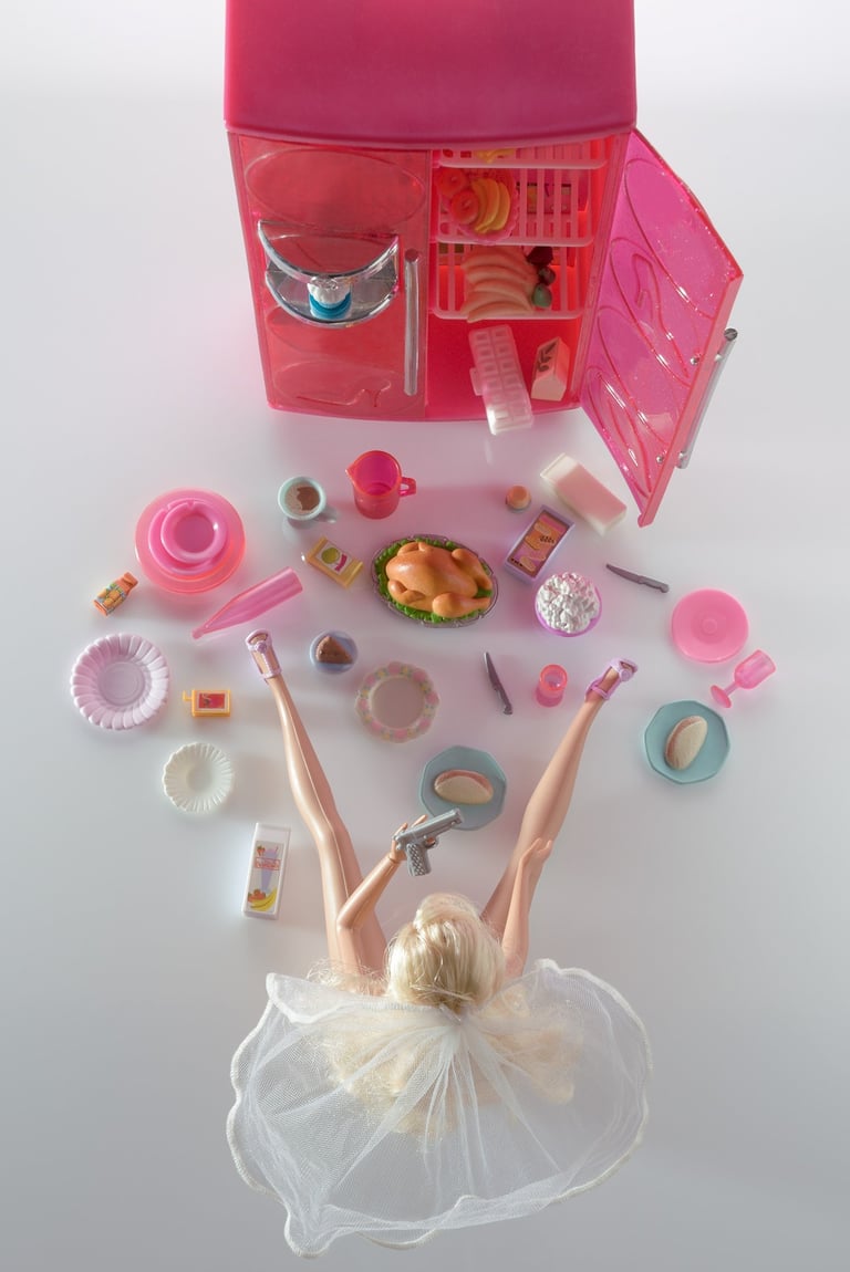 a barbie doll doll with a pink dress and accessories