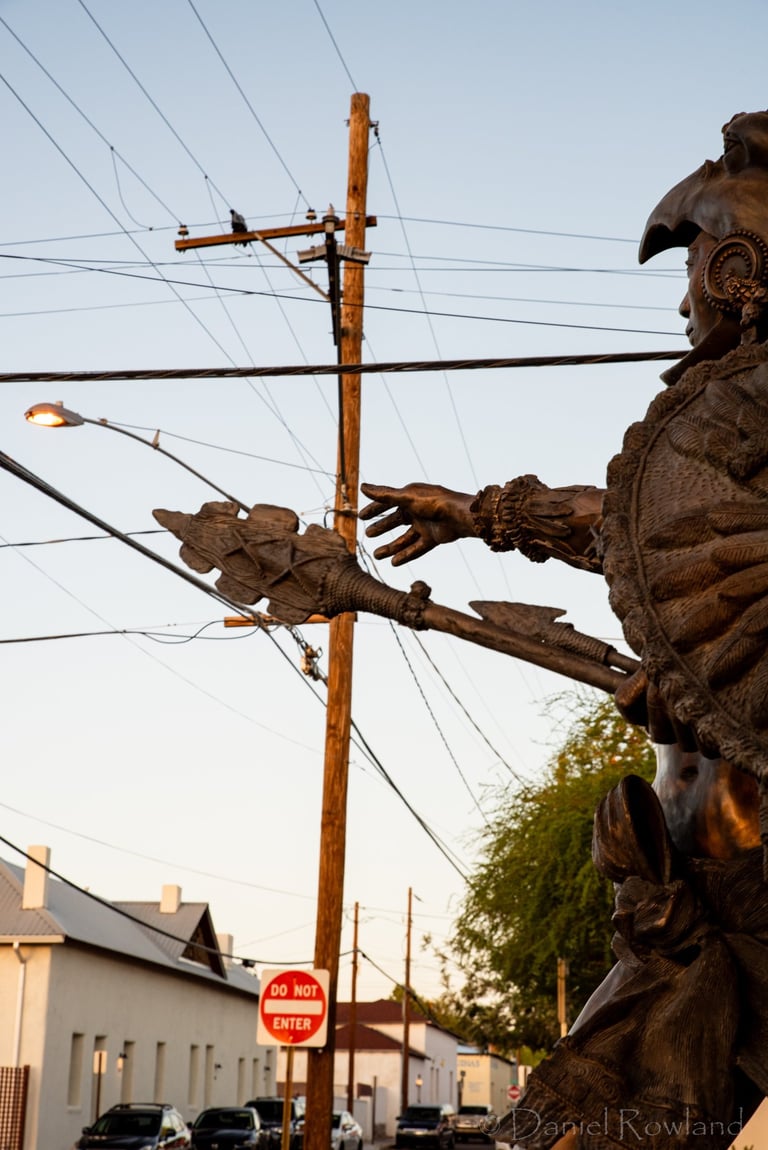 Aztec warrior Cuauhtémoc statue in Barrio Viejo neighborhood Tucson Arizona
