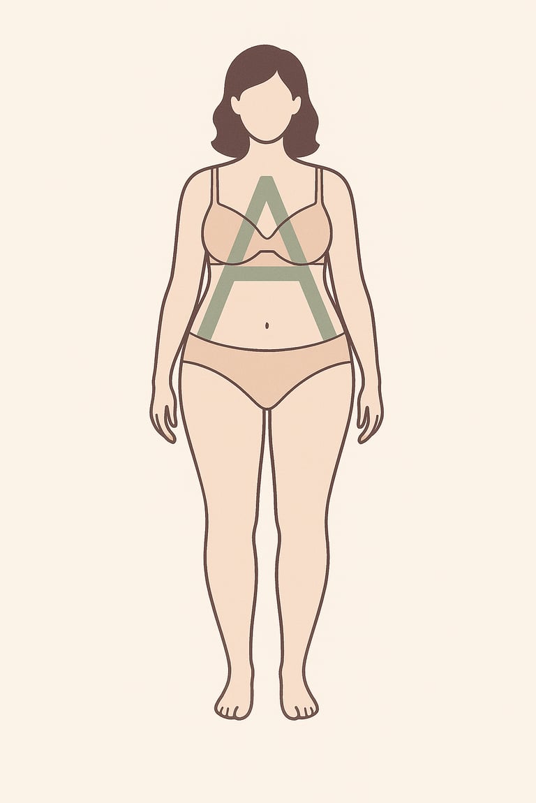 Illustration d’une femme avec une morphologie en A, Idéal pour choisir une robe