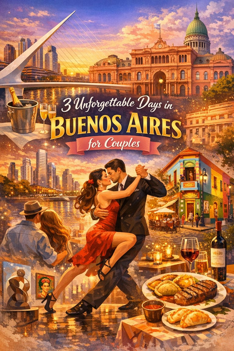 Iconic Argentina Symbols Around Tango Couple