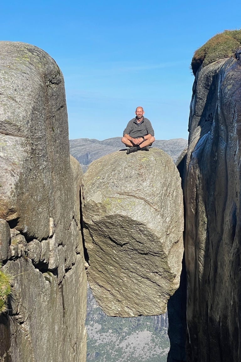 The walk up to Kjerag the highest peak around Lysefjorden and then on to the Kjeragbolten, Norway