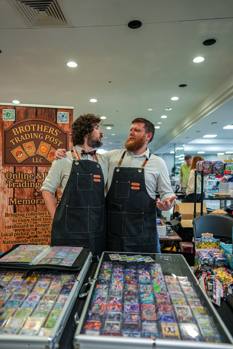 Vendor selling trading cards at the Four States Card Show in Joplin Missouri at the Joplin Expo