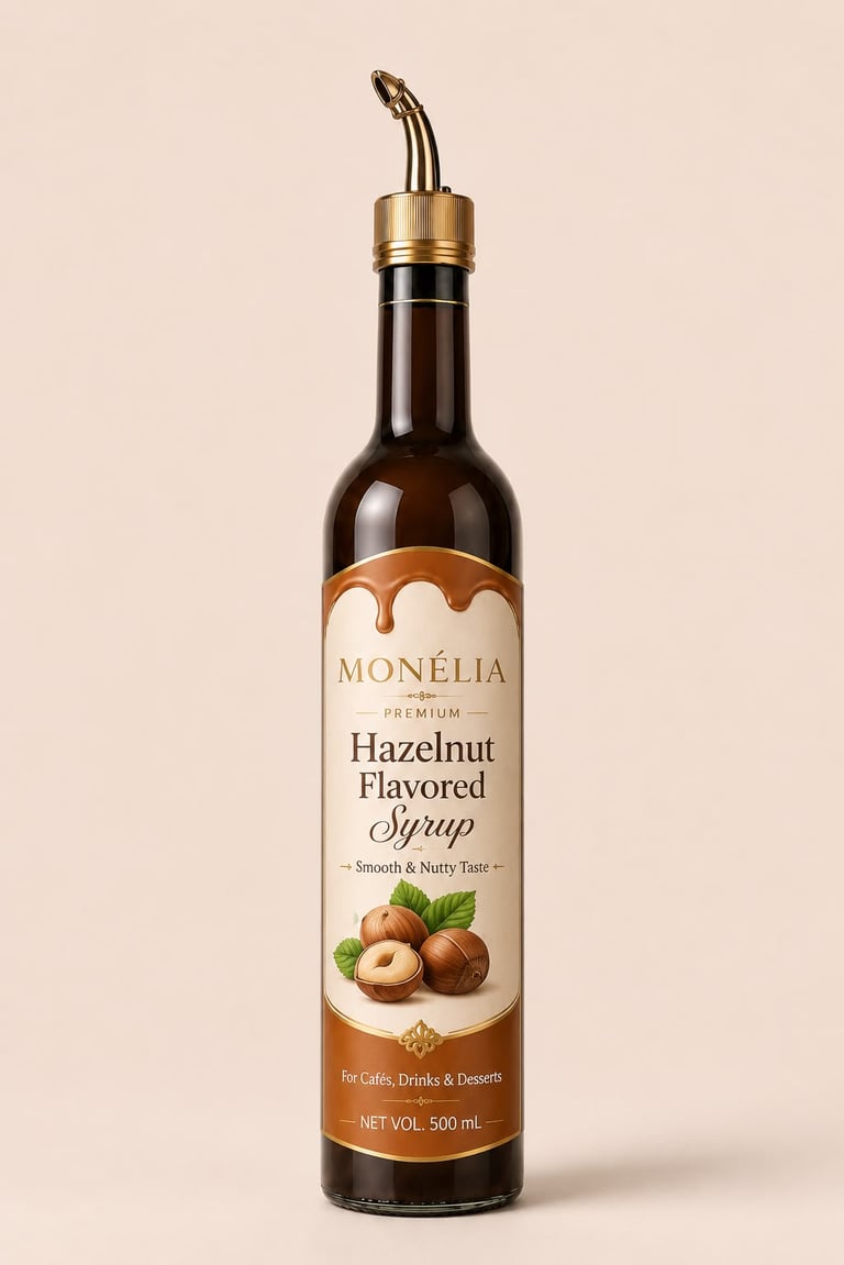 MONÉLIA HAZELUNT syrup used in iced coffee and specialty drinks