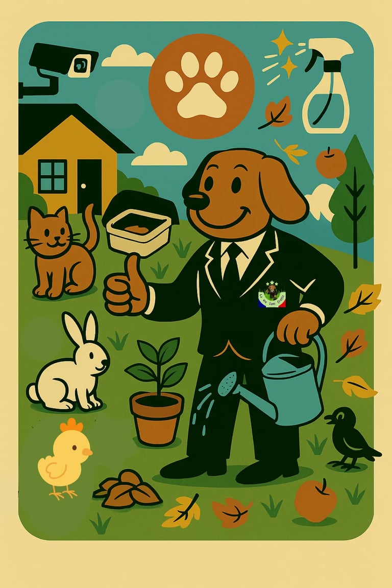 LVSC propose de s'occuper des chats, chiens, oiseaux, NAC, feuilles, fruits, surveillance , verglas.