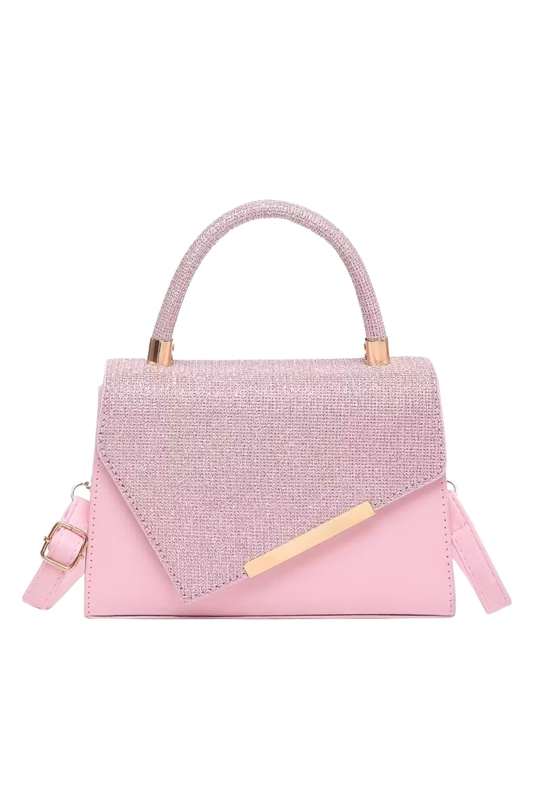 Women’s Synthetic Crossbody Bag – Small Elegant Square Purse in Bright Pink
