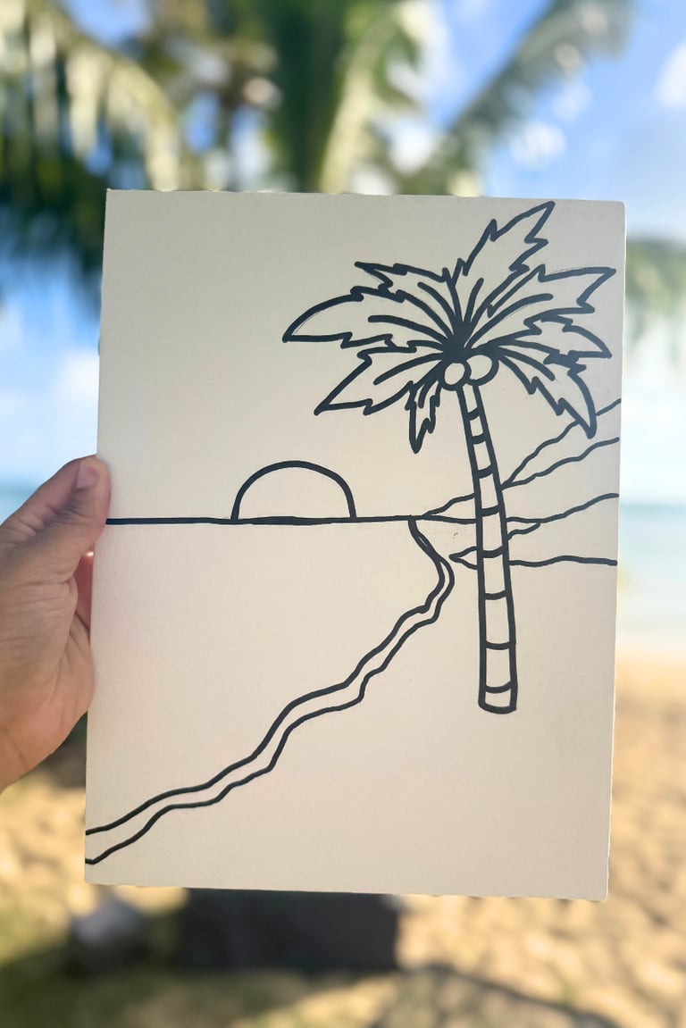 painting on the beach