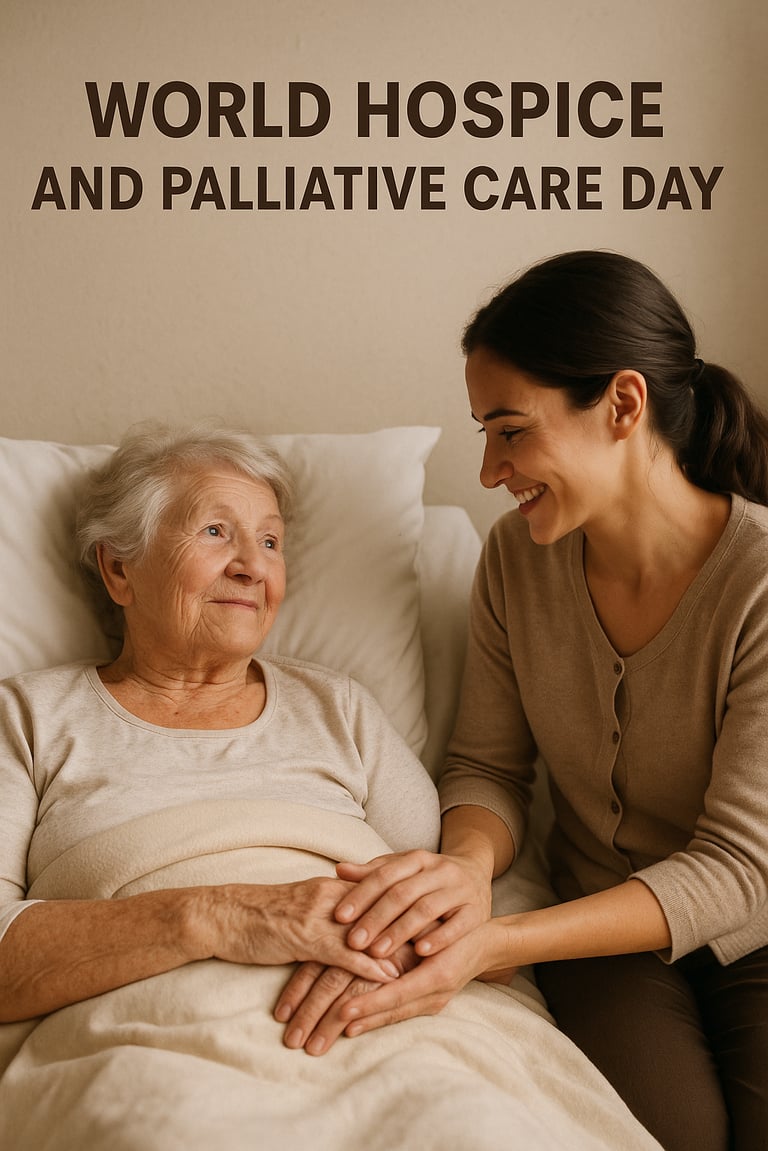 Soignante et patient de l'unité des soins palliatifs pour la journée mondiale des soins palliatifs
