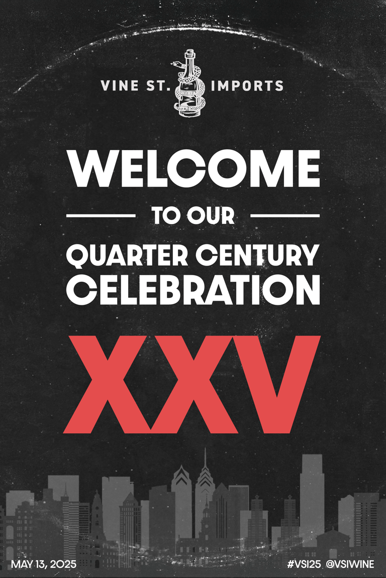 An event welcome poster for a wine importer