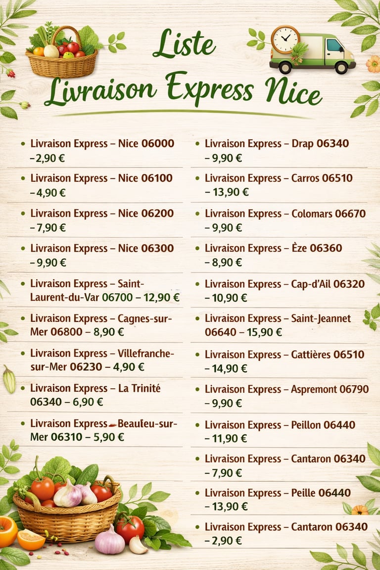  Tarifs de livraison