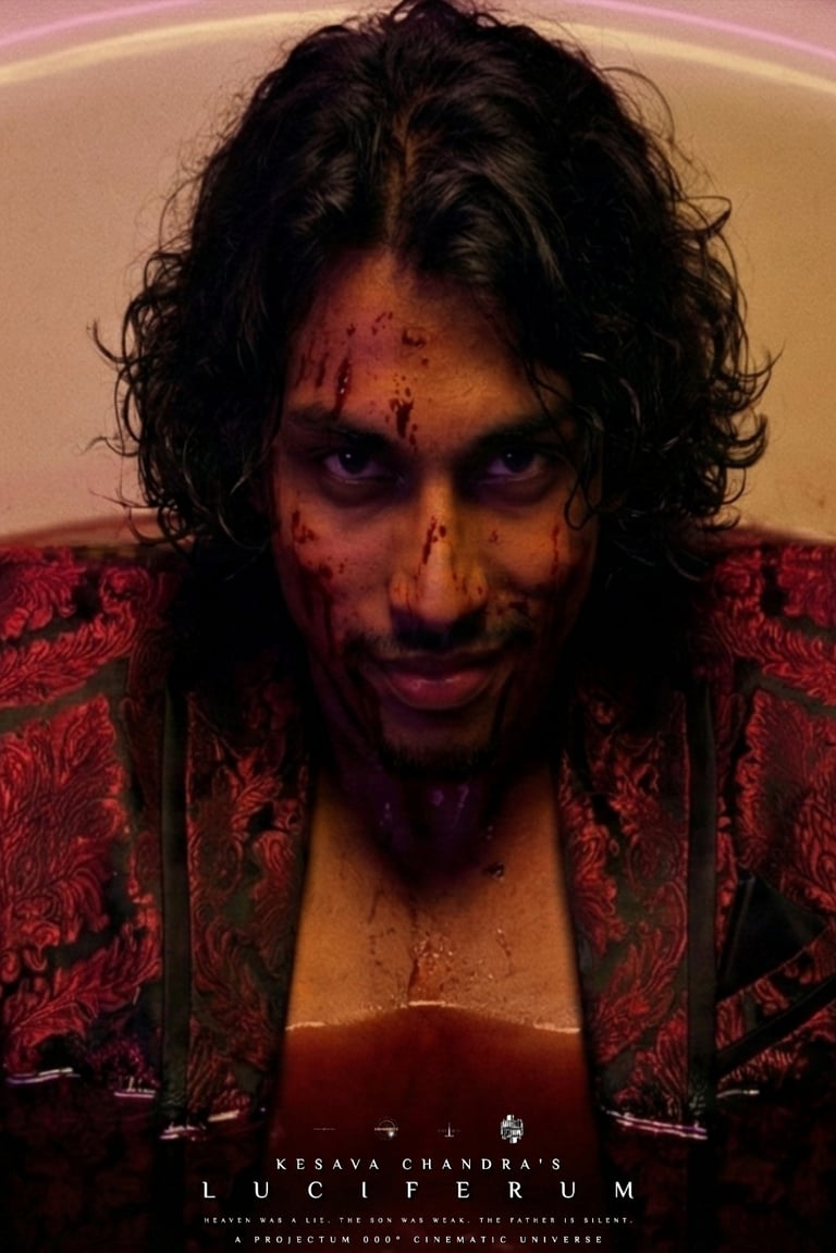 Actor Kesava Chandra as Brahma Vardha in a bathtub filled withblood in Luciferum (2031)