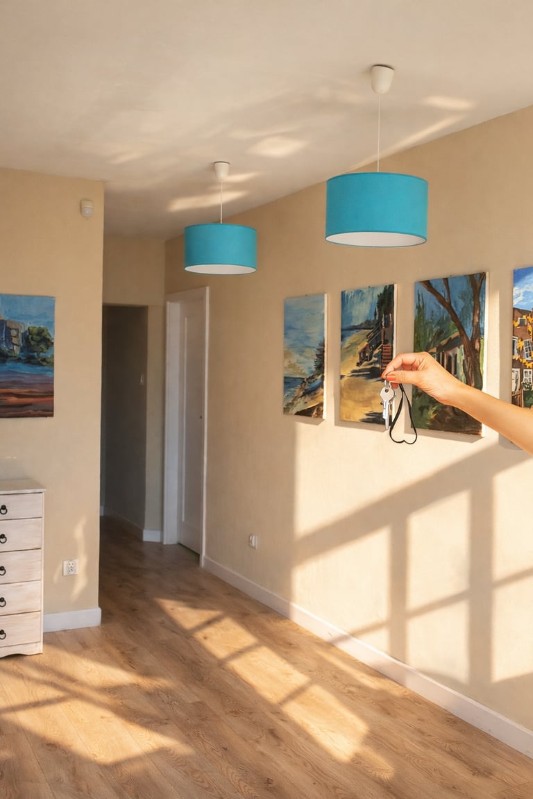 Wejście do Apartament Przystań 34 Dąbki – przestronny hol główny w dwupoziomowym apartamencie 88 m²