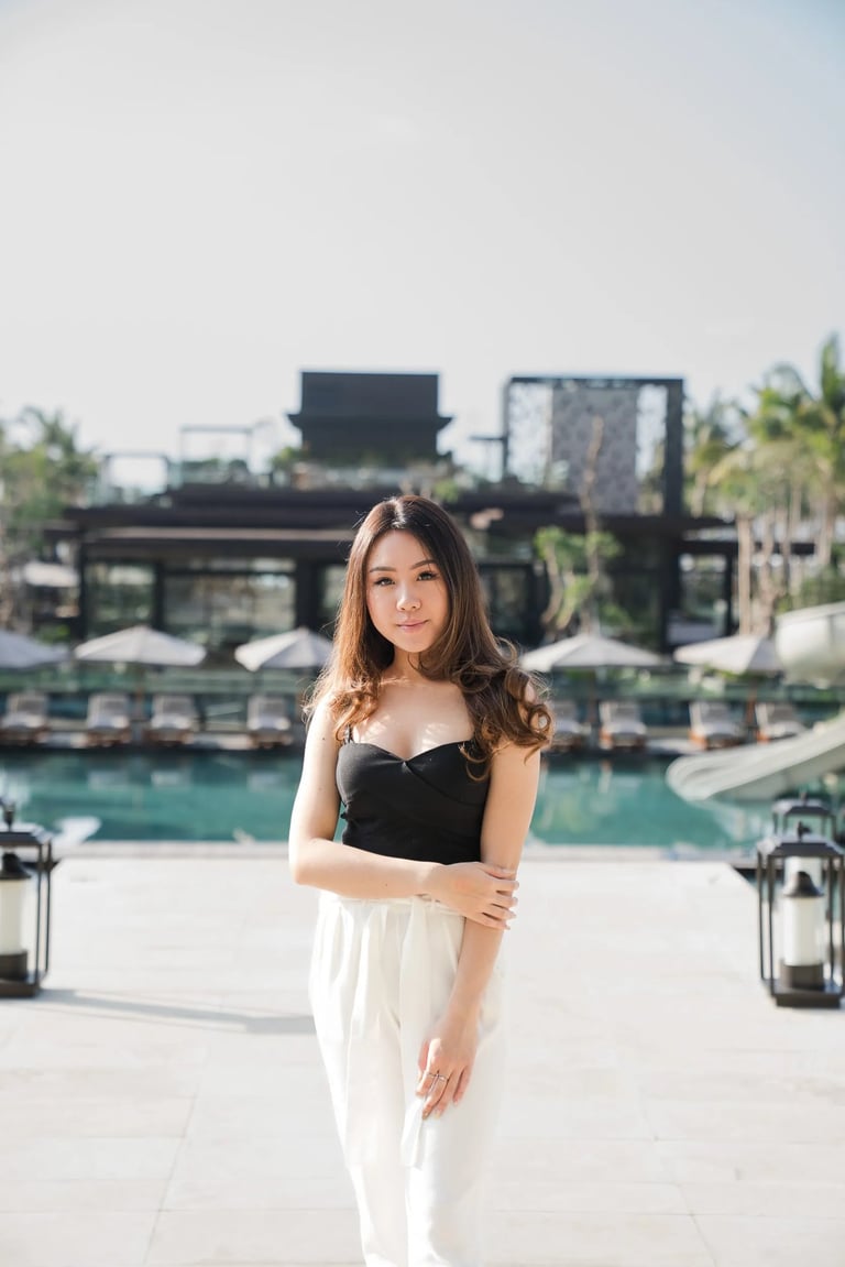 portrait with resort background at apurva kempinski bali nusa dua