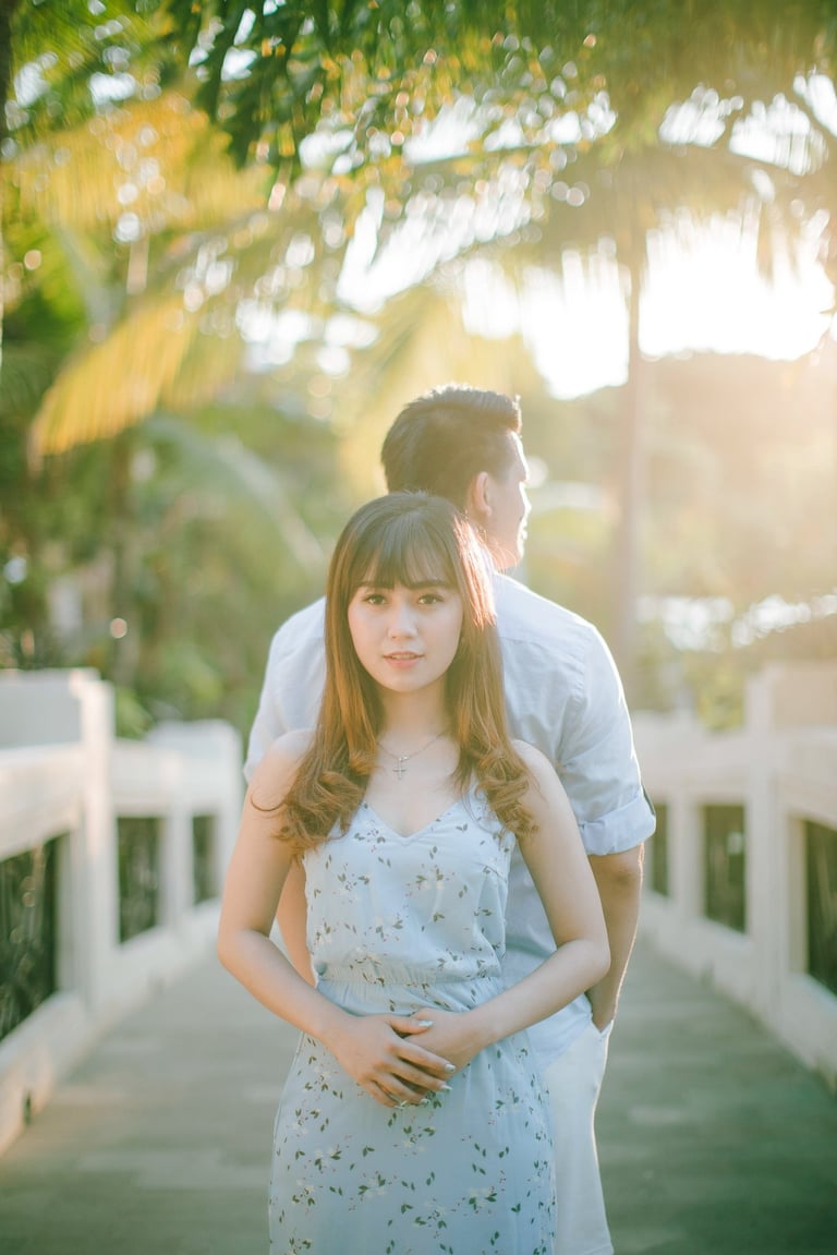 Golden hour intimate couple portrait at Sofitel Bali Nusa Dua Beach Resort.