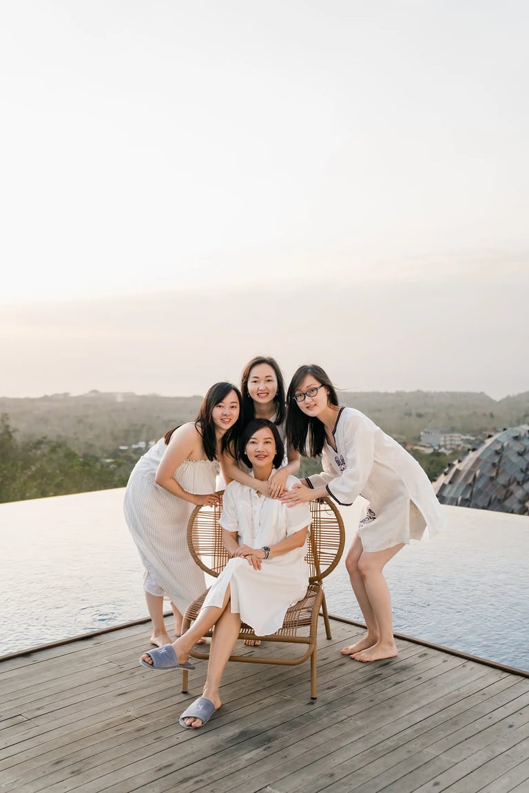 Stefy family portrait during sunset at Renaissance Uluwatu Bali