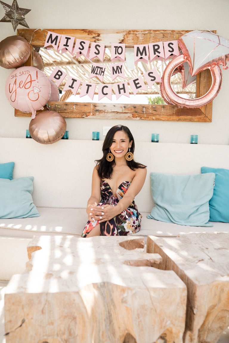 Portrait of Regina during bridal party celebration at a private villa in Seminyak Bali