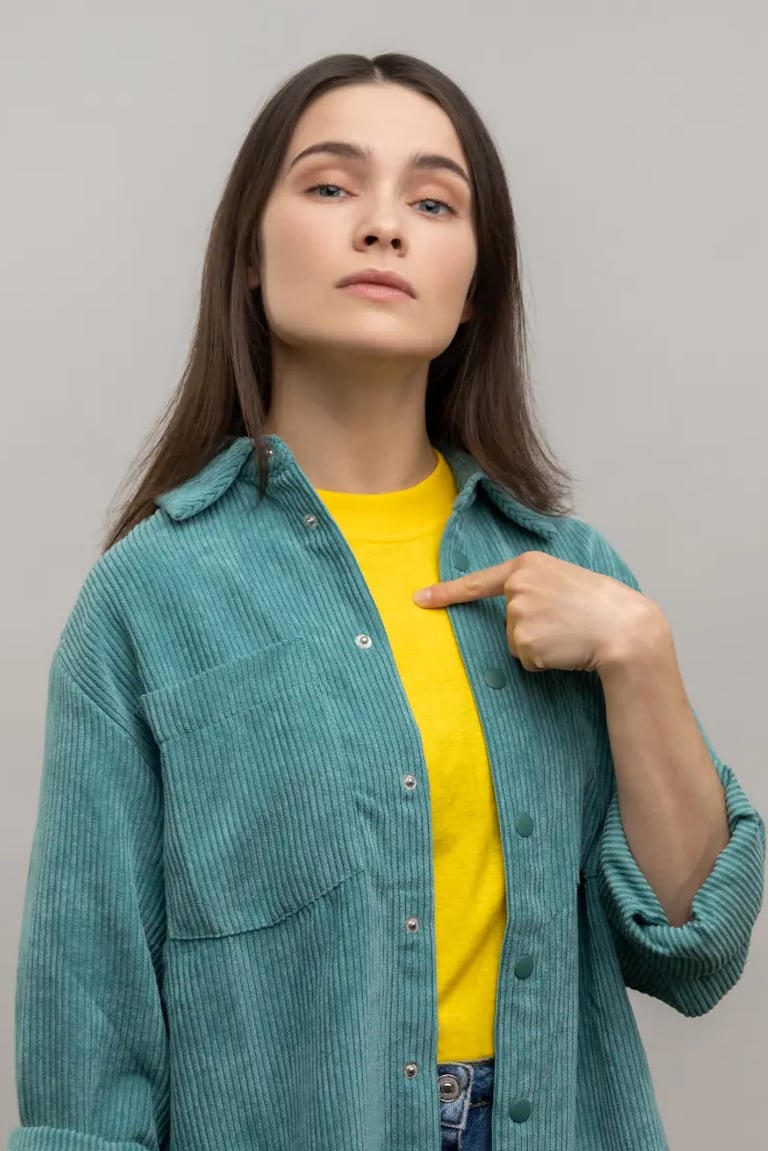 Girl being selfish and pointing at herself