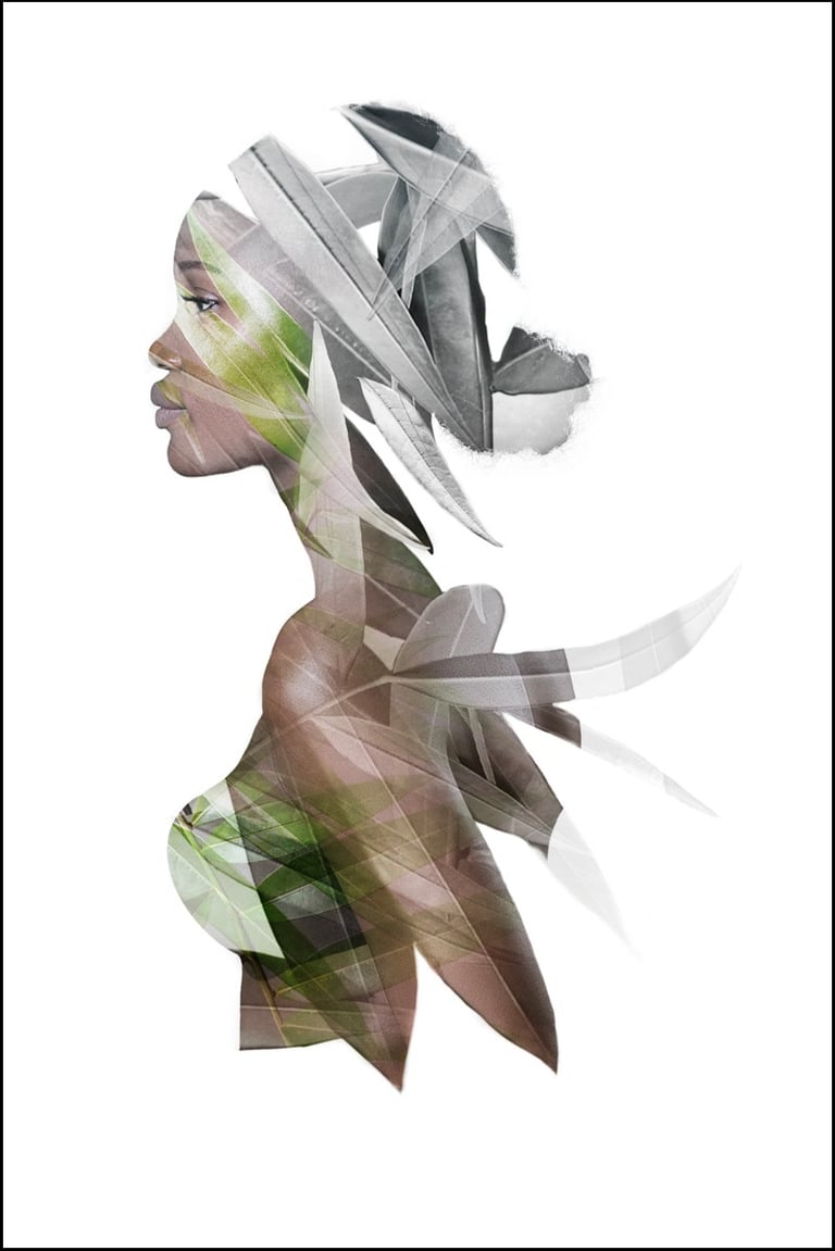 Illustration femme feuillage nature