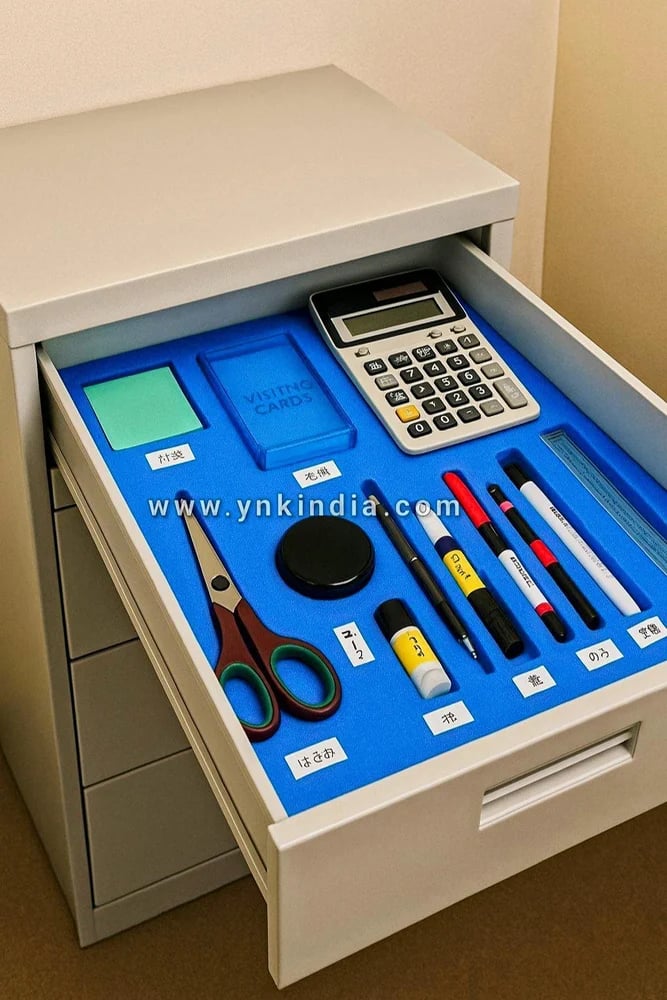 YNK India Custom Blue Foam Shadow Board Drawer Organizer for Stationery