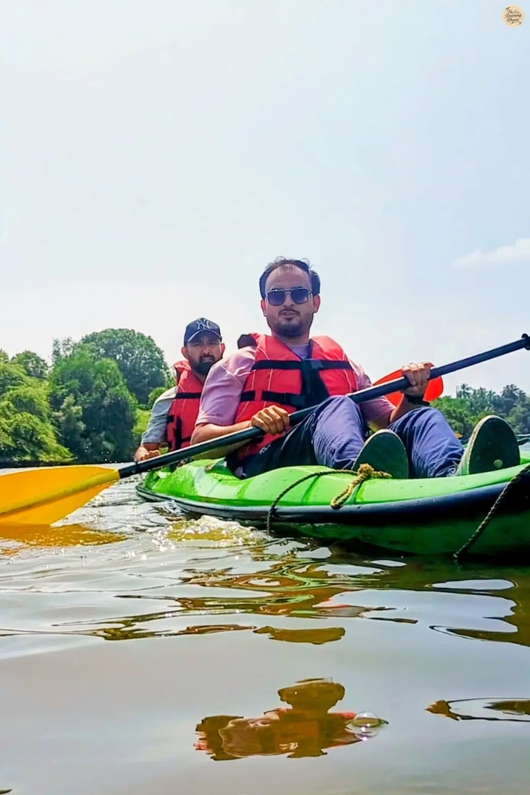 Kayaking through Pondicherry mangrove forest waterways.