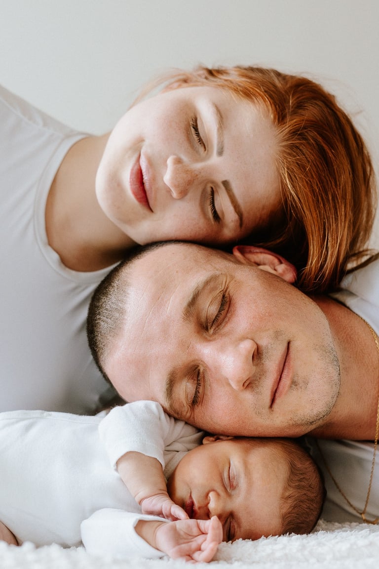 photo de famille trois têtes l'une sur l'autre