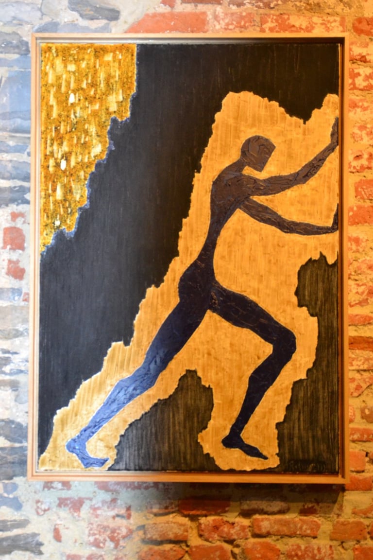  70cm x 100cm oil painting on cotton with plant based and mineral dyes