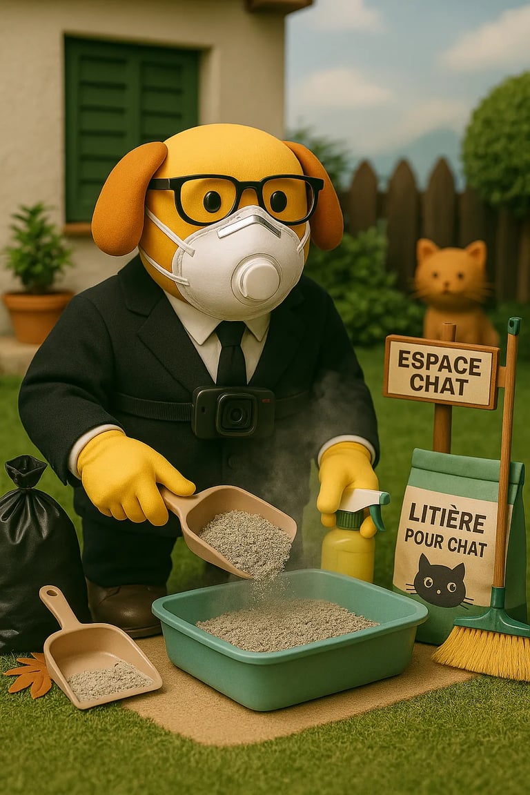 Technicien LVSC effectuant le changement de litière pour un chat