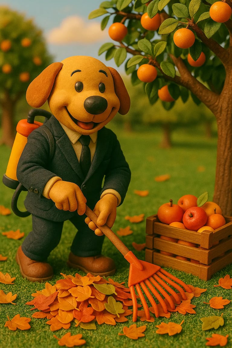 Service LVSC d’entretien extérieur : collecte des feuilles et fruits au sol