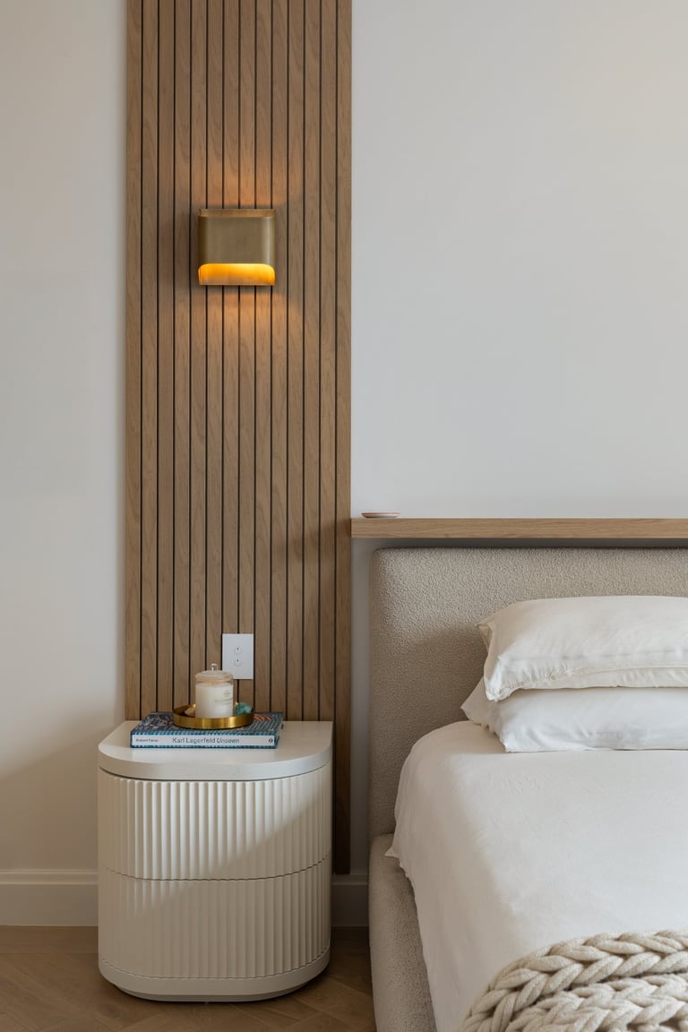 chambre, table de chevet, luxe, bois, texture