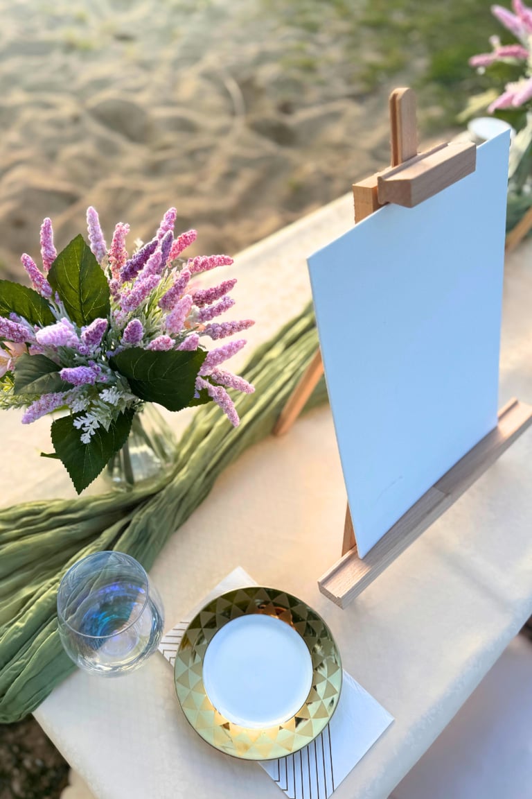 beachside picnic and painting on the beach